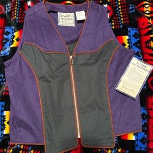 VINTAGE Wrangler Purple and Black Vest